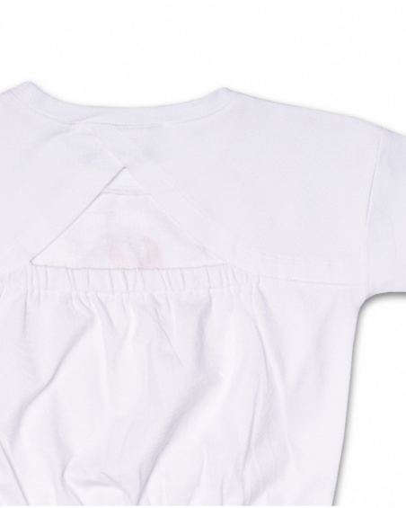 T-shirt branca de malha com lantejoulas para menina Hello Playa