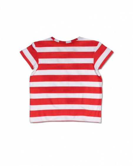 T-shirt malha branca vermelha para menina Hello Playa