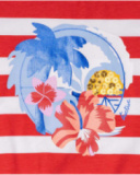 T-shirt malha branca vermelha para menina Hello Playa