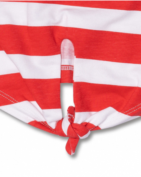 T-shirt malha branca vermelha para menina Hello Playa