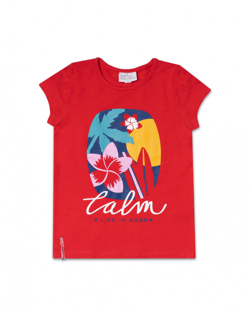 T-shirt malha vermelha para menina Hello Playa