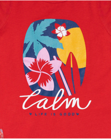 T-shirt malha vermelha para menina Hello Playa