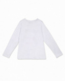 T-shirt comprida em malha branca para menina Hello Playa