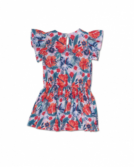Vestido de popeline estampado para menina Hello Playa
