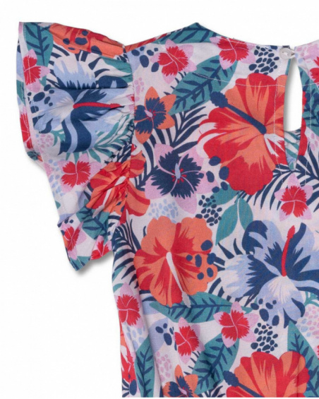 Vestido de popeline estampado para menina Hello Playa