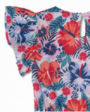 Vestido de popeline estampado para menina Hello Playa