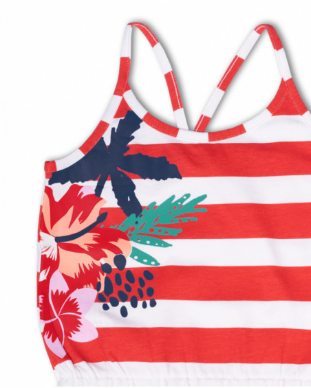 Vestido malha às riscas para menina Hello Playa