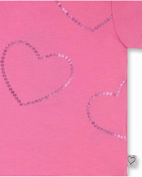 T-shirt de malha rosa corações para menina Basics Baby