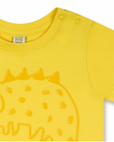 T-shirt de malha amarela para menino Basics Baby