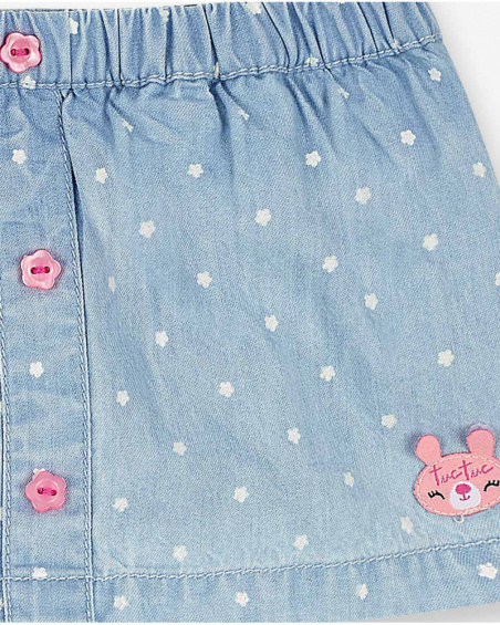 Conjunto malha jeans fúcsia para menina Hora de plantar
