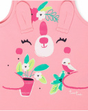 Vestido malha rosa para menina Hora de plantar