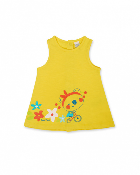 Vestido de tricô amarelo para menina domingo