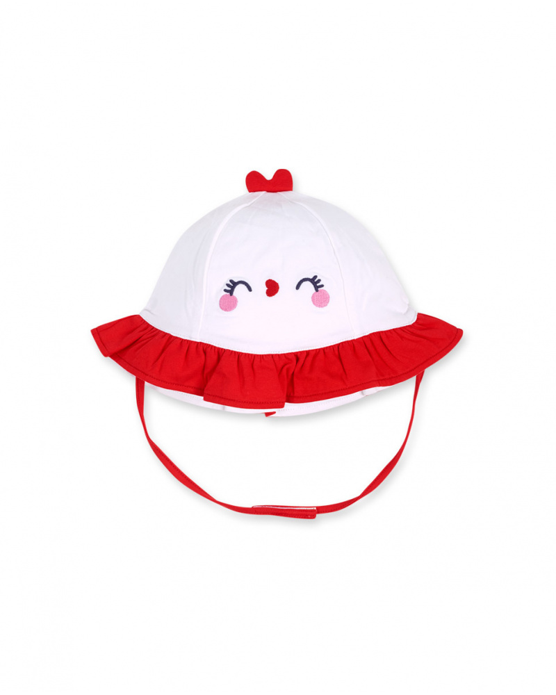 Gorro de malha branco vermelho para menina Blub