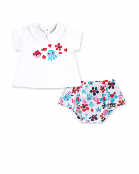 Conjunto de popeline branca para menina Blub Conjunto de popeline branca para menina Blub