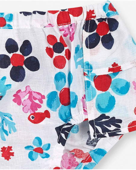 Conjunto de popeline branca para menina Blub Conjunto de popeline branca para menina Blub