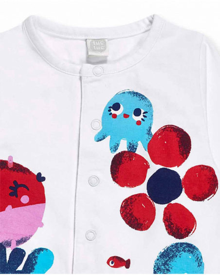 Macacão de malha branco para menina Blub Macacão de malha branco para menina Blub