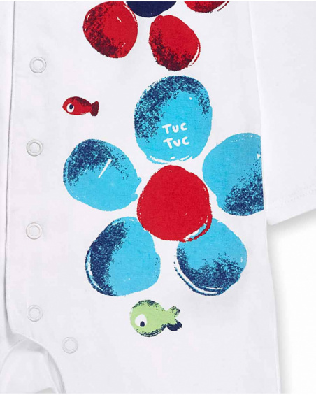 Macacão de malha branco para menina Blub Macacão de malha branco para menina Blub