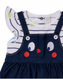 Vestido de malha branco azul para menina Blub