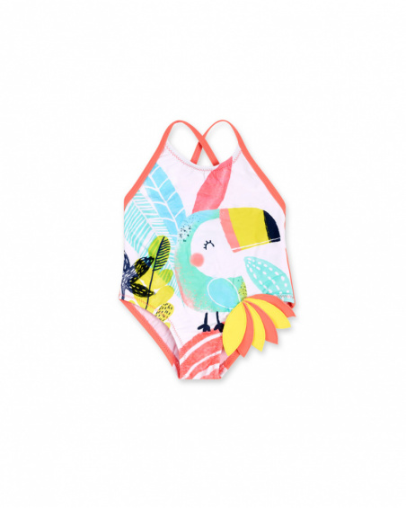 Fato de banho com estampado branco para menina Treasure Island