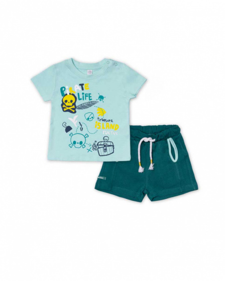 Conjunto em malha verde para menino Ilha do Tesouro