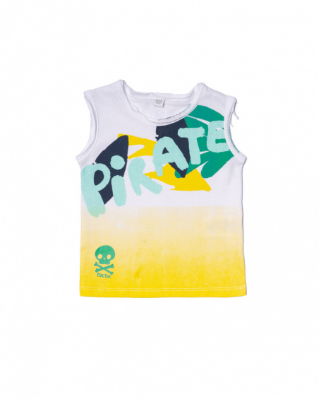Regata de malha branca com estampa para menino Treasure Island
