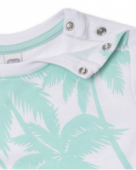 T-shirt de malha branca verde para menino Treasure Island