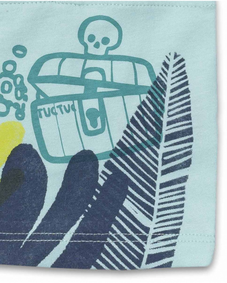 T-shirt de malha branca verde para menino Treasure Island