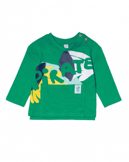 T-shirt de malha verde para menino Treasure Island