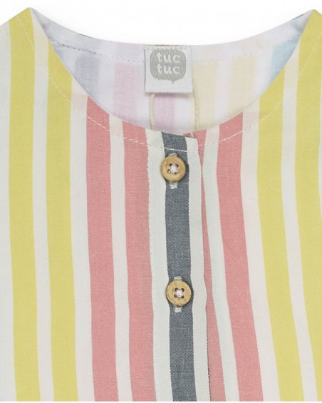 Vestido de popeline multicolorido para menina Treasure Island