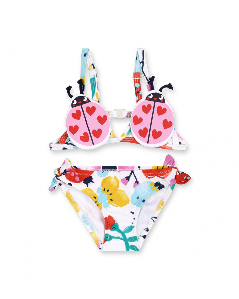 Biquíni estampado branco menina Tiny Critters