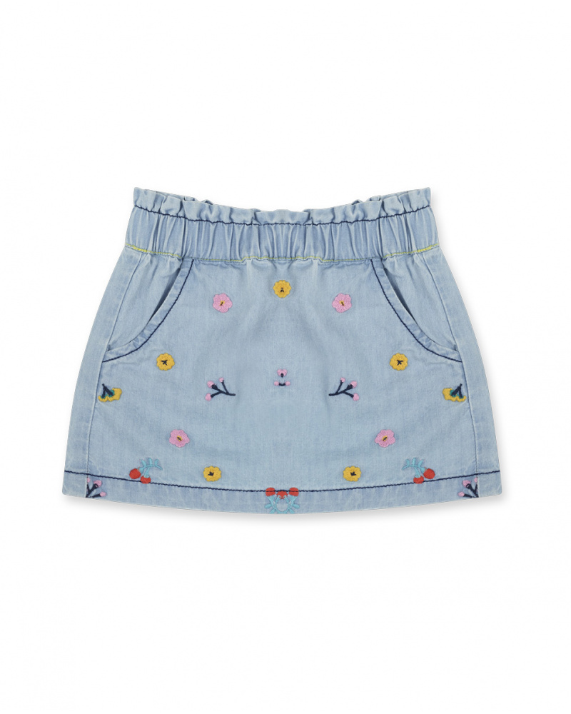 Saia jeans azul para menina Tiny Critters