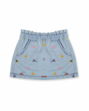 Saia jeans azul para menina Tiny Critters