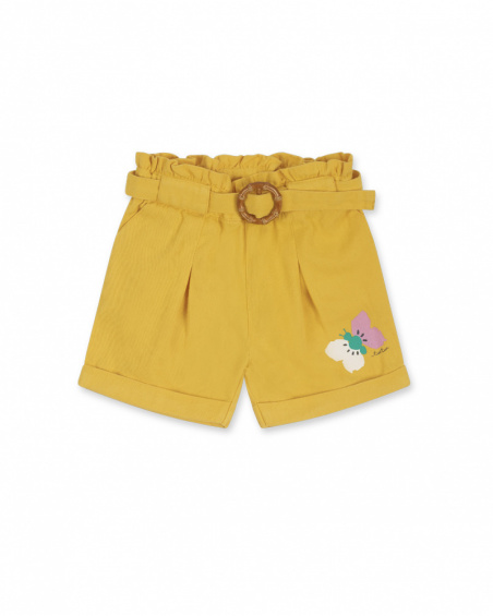 Shorts de sarja amarelos para meninas Tiny Critters