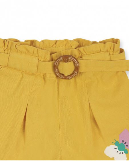 Shorts de sarja amarelos para meninas Tiny Critters