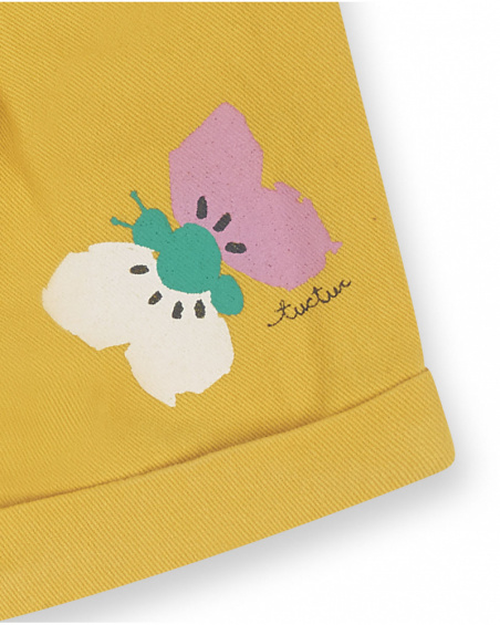 Shorts de sarja amarelos para meninas Tiny Critters