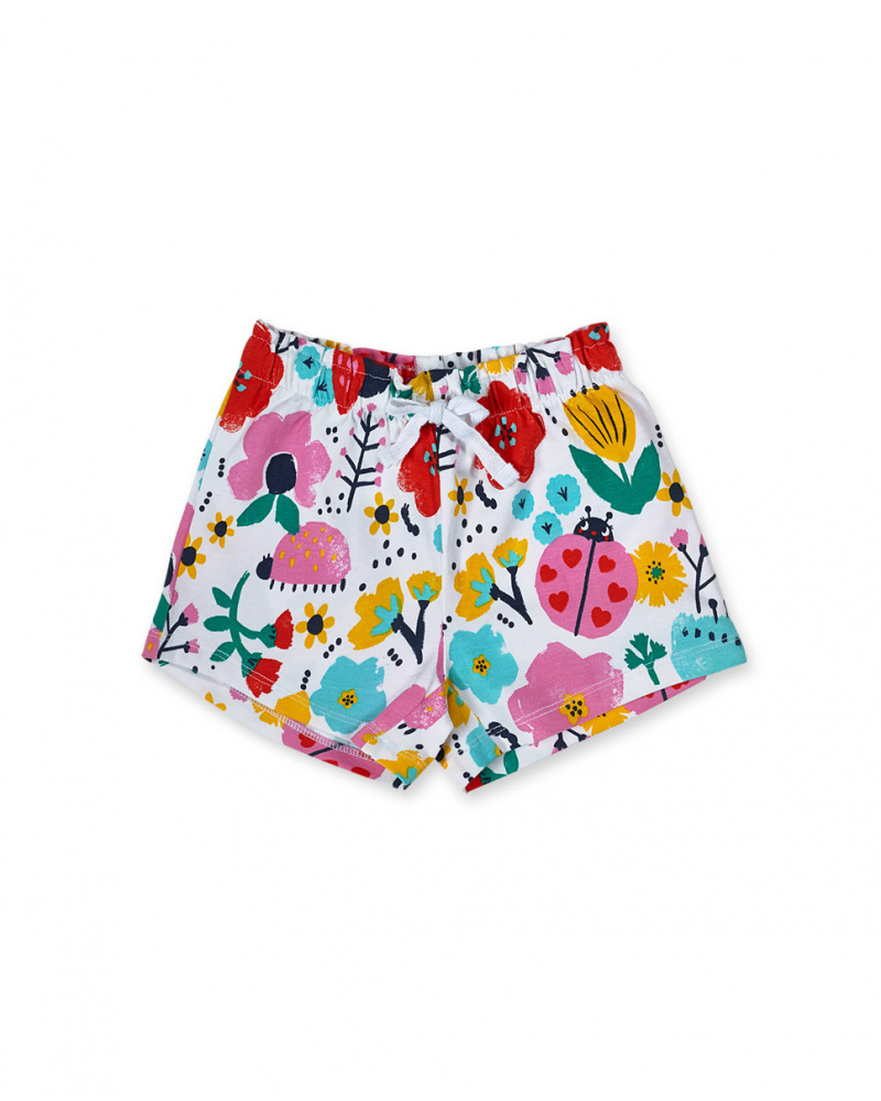 Calções brancos de malha para meninas Tiny Critters