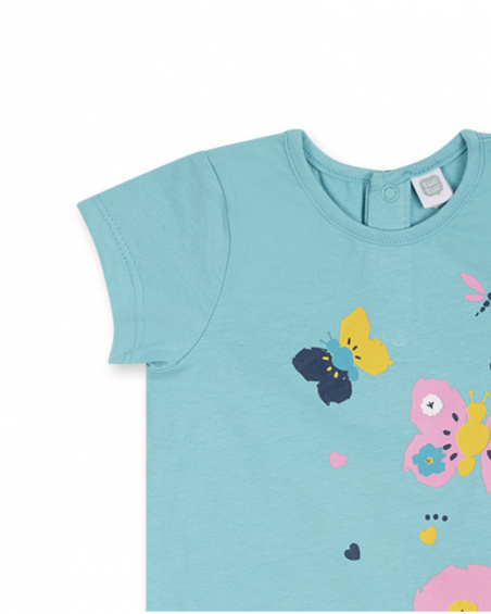 T-shirt de malha azul para menina Tiny Critters