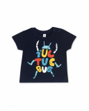 T-shirt em malha azul para menino Tiny Critters