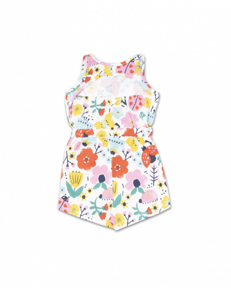 Macacão estampado tricotado branco para menina Tiny Critters