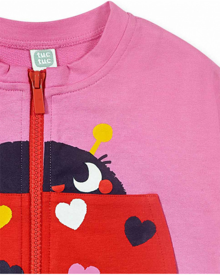 Jaqueta plush rosa para menina Tiny Critters