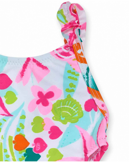 Fato de banho de menina com estampa de conchas