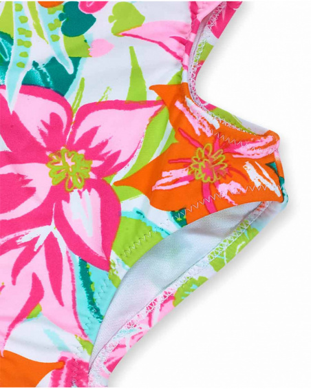 Fato de banho de menina com estampa de conchas