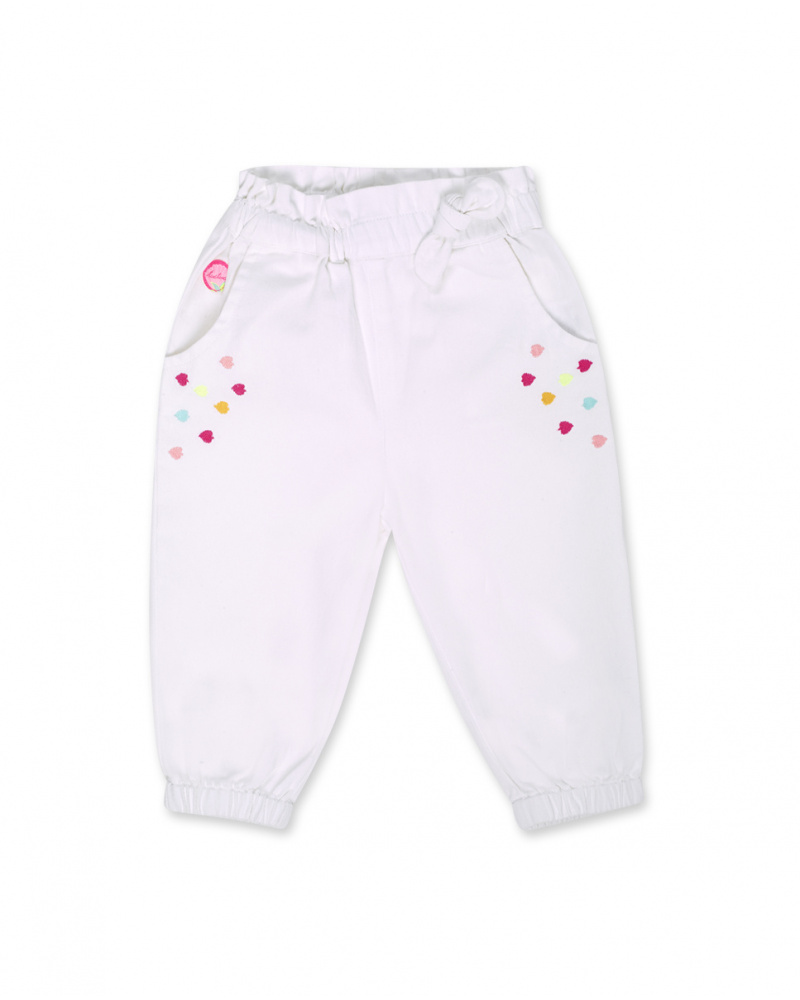 Calças de sarja branca para meninas Seashell
