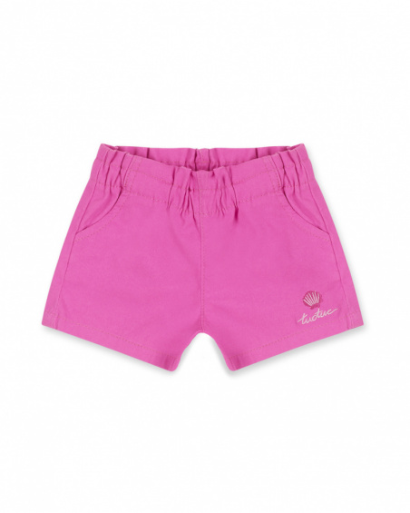 Shorts de sarja fúcsia para meninas Seashell