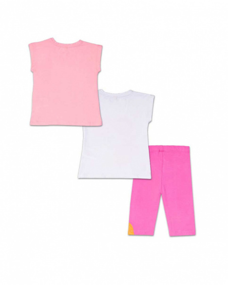 Conjunto de malha fúcsia de 3 peças para menina Seashell