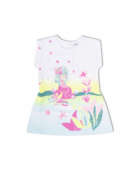 Vestido de malha estampado branco menina concha