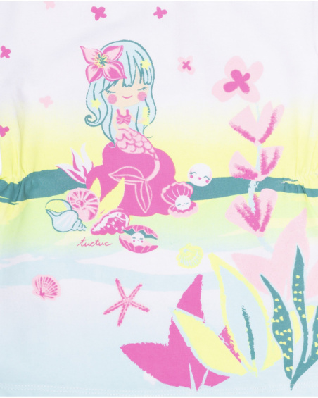 Vestido de malha estampado branco menina concha