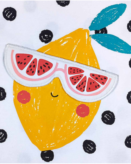 T-shirt branca de malha às bolinhas para menina Juicy