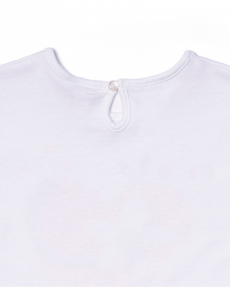 T-shirt branca de malha com folhos para menina Juicy
