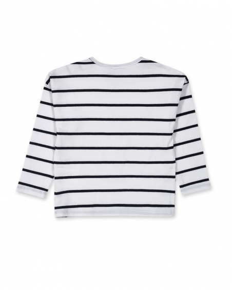 T-shirt branca comprida de malha para menina Juicy